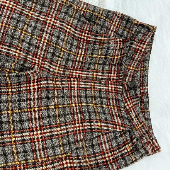 Free People Shape Up Plaid Trousers Size 10 Brown High Rise Retro Preppy - Picture 4 of 6